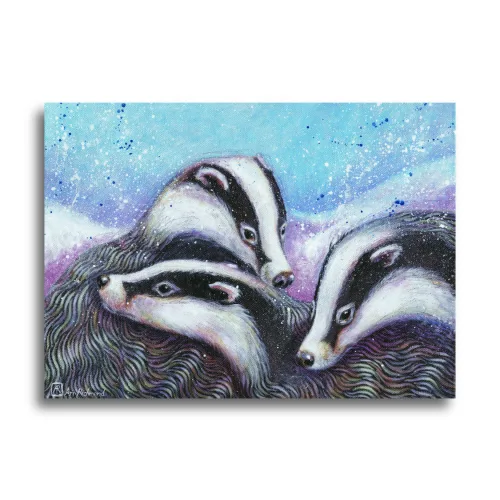 Badgers Trio #2 by Ann Richmond - A stunning, Original artwork featuring a group of Badgers. Painted in the artist's unique style... Framing available.