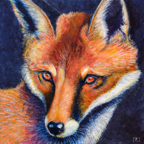 Renard by Ann Richmond - A Painting of a staring Red Fox. C/W Letter of Provenance & Story. Framing Available.