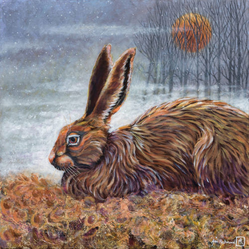 Rising Mist by Ann Richmond - A stunning painting of a soul-sheltering Hare. C/W Letter of Provenance & Story. Framing Available.