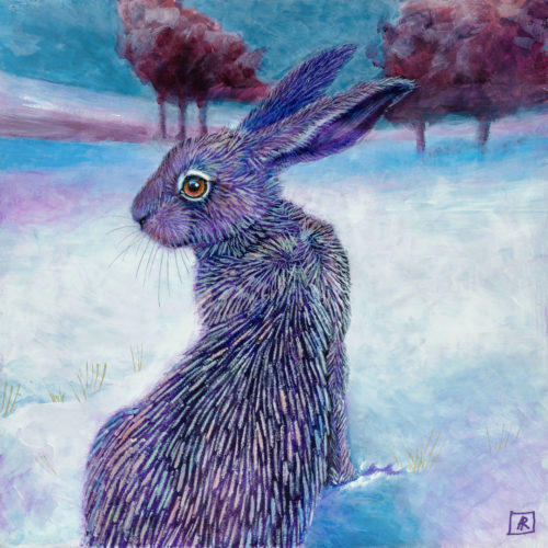 Into the Valley - Part Two by Ann Richmond - A soulful painting of a patient Hare. C/W Letter of Provenance & Story. Framing Available.