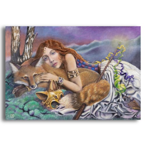 Special Delivery by Ann Richmond - A Painting of a Fairy and her Red Fox. C/W Letter of Provenance & Story. Framing Offered.