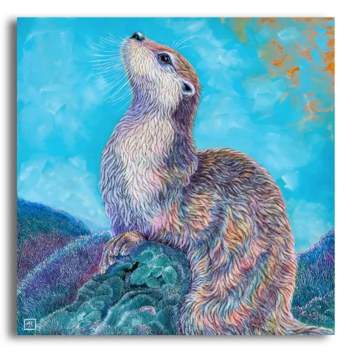 The Scent of Water by Ann Richmond - A Painting of a River Otter. Limited inventory remains in our Print Sale...