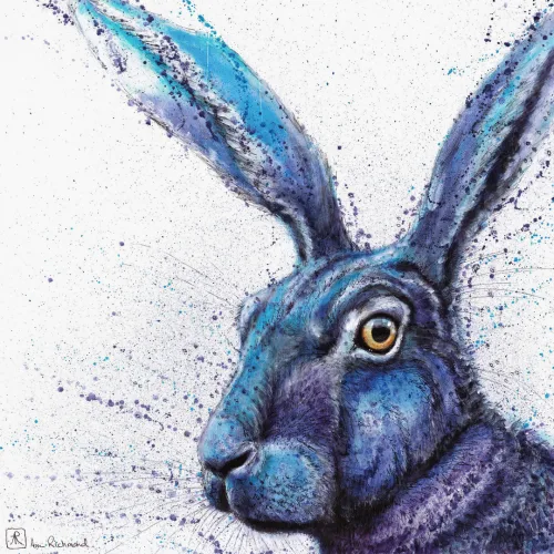 Purple Hare #1 by Ann Richmond - A soulful painting of a purple-tinged Hare. C/W Letter of Provenance & Story. Framing Available.