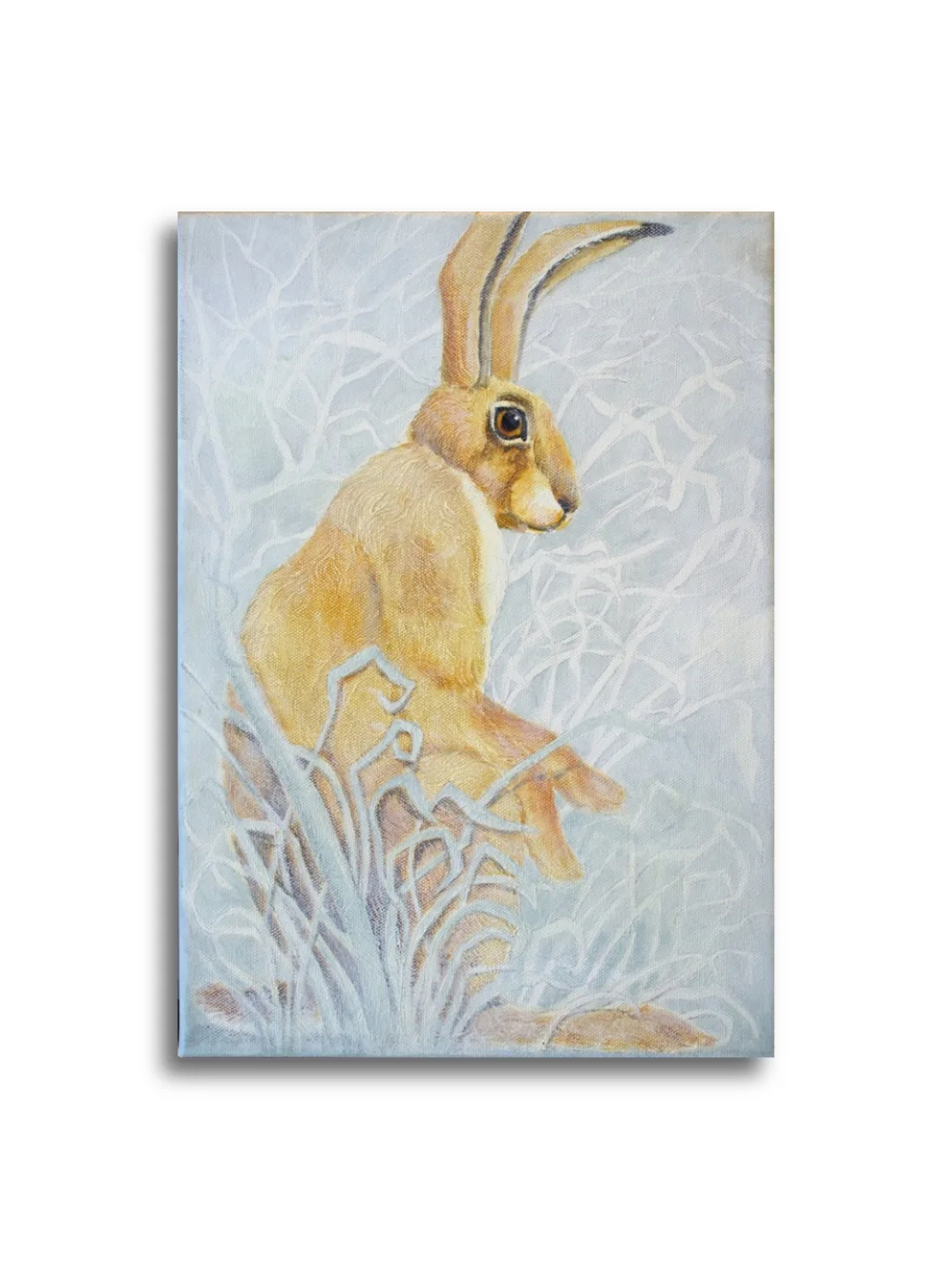 Grassy Hare by Ann Richmond - A stunning, Original artwork featuring a Hare amidst pale grasses. Painted in the artist's unique style... Framing available.