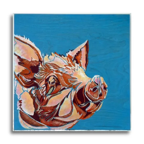 Pig #4 by Ann Richmond - A stunning, Original stencilled artwork featuring a Pig's head. Painted in the artist's unique style... Framing available.