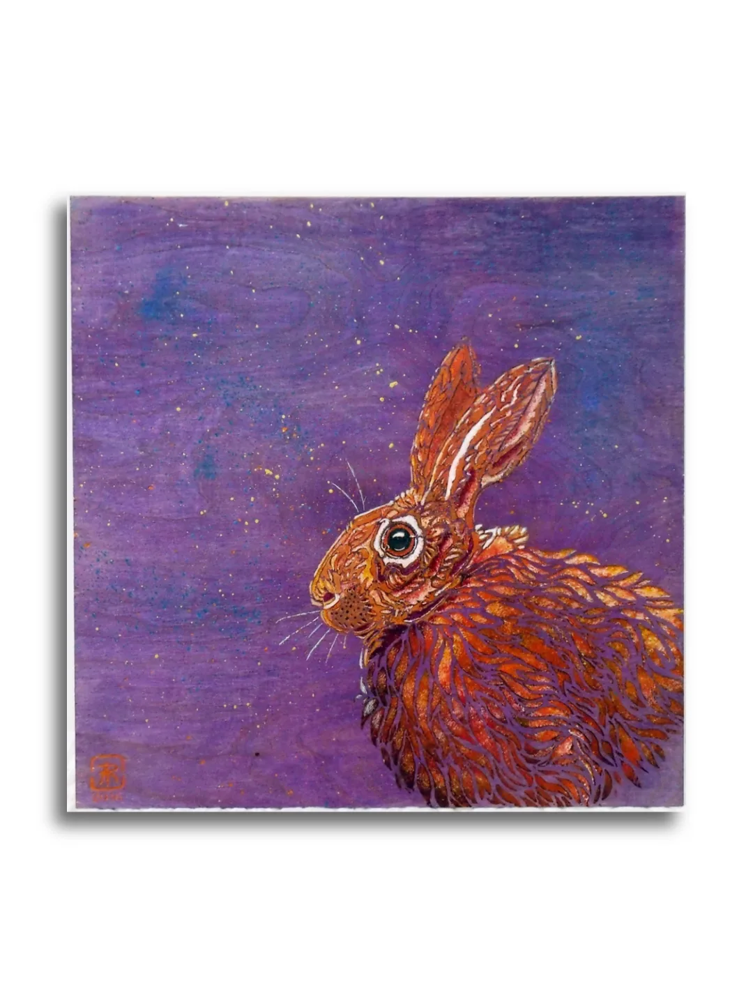 Sitting Hare #3 by Ann Richmond - A stunning, Original stencilled artwork featuring a Hare. Painted in the artist's unique style... Framing available.
