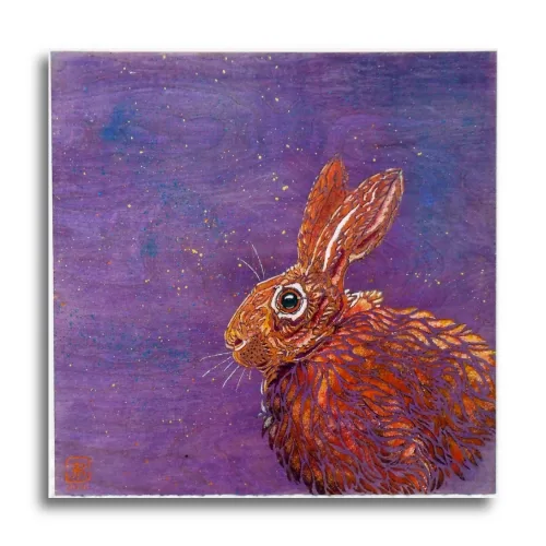 Sitting Hare #3 by Ann Richmond - A stunning, Original stencilled artwork featuring a Hare. Painted in the artist's unique style... Framing available.