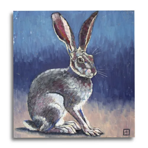 Jackrabbit by Ann Richmond - A stunning, Original artwork featuring a North American Jackrabbit. Painted in the artist's unique style... Framing available.