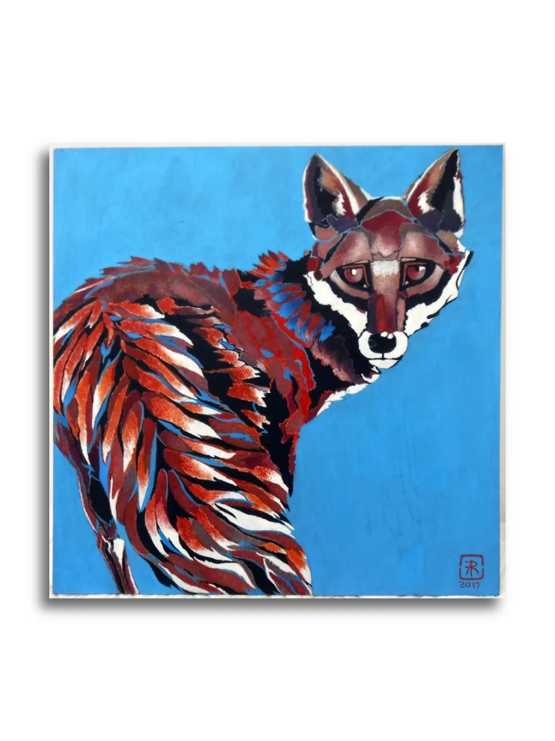 Turning Fox #3 by Ann Richmond - A stunning, Original stencilled artwork featuring a Fox. Painted in the artist's unique style... Framing available.