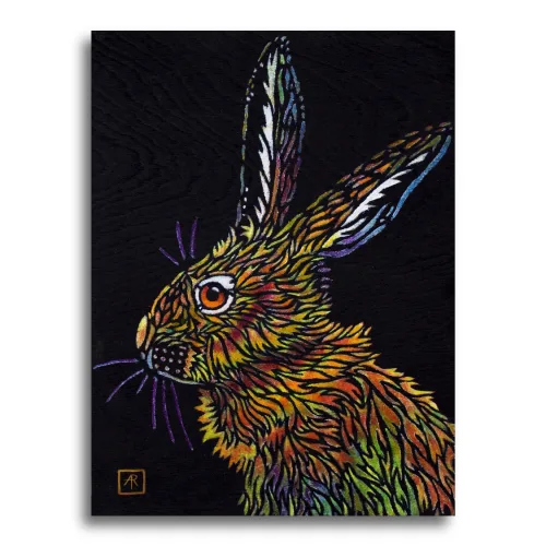 Leveret #1 by Ann Richmond - A stunning, Original stencilled artwork featuring a Leveret. Painted in the artist's unique style... Framing available.