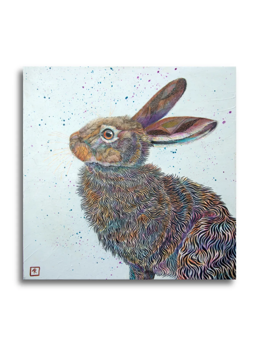 Rainbow Rabbit by Ann Richmond - A stunning, Original artwork featuring a stylised Rabbit. Painted in the artist's unique style... Framing available.