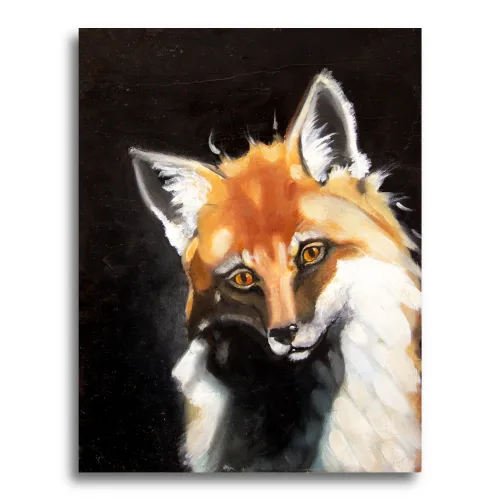 Tiled Fox by Ann Richmond - A stunning, Original stencilled artwork featuring a Fox's head. Painted in the artist's unique style... Framing available.