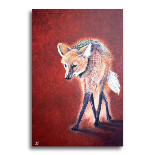 Maned Wolf by Ann Richmond - A stunning, Original artwork featuring a Maned Wolf. Painted in the artist's unique style... Framing available.
