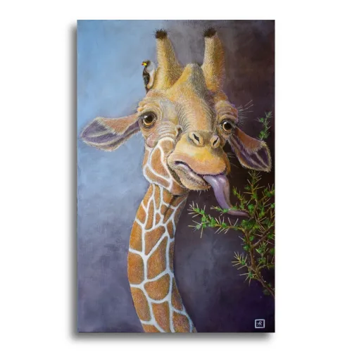 The Passenger by Ann Richmond - A stunning, Original artwork featuring a Giraffe. Painted in the artist's unique style... Framing available.
