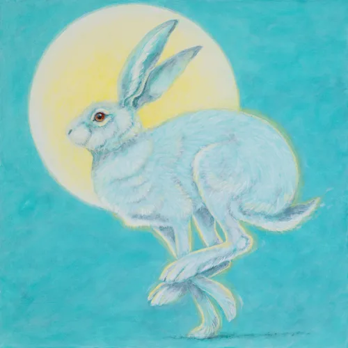 Moonshine by Ann Richmond - A Painting of a moonlit running Hare. C/W Letter of Provenance & Story. Framing Available.