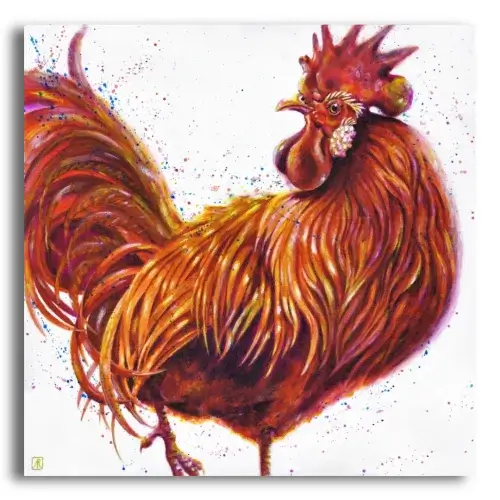 Rooster by Ann Richmond - A beautiful Fine-Art Print of a strutting Rooster. Limited inventory remains in our Print Sale...