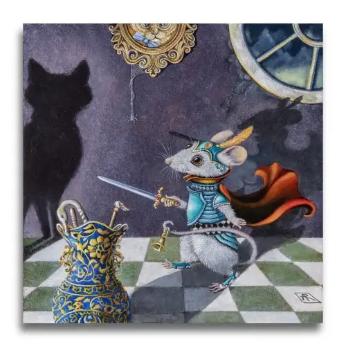 Shadow Dancer by Ann Richmond - A beautiful Fine-Art Print of a daring armoured Mouse. Limited inventory remains in our Print Sale...