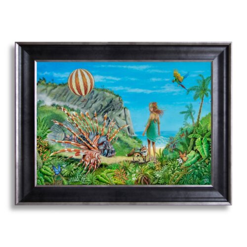 The Gossamer Thread by Ann Richmond - A Painting of a Fairy and a Lionfish. C/W Letter of Provenance & Story. Framed.