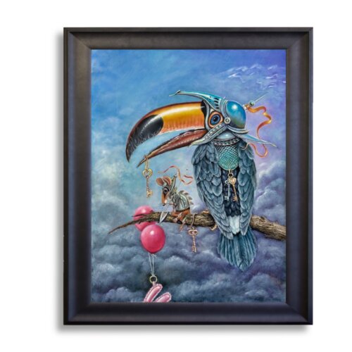 Keeper of the Keys by Ann Richmond - A Painting of an Armoured Toucan. C/W Letter of Provenance & Story. Framed.
