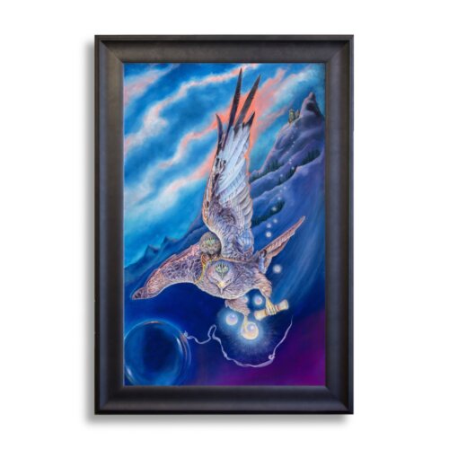 Midnight Messenger by Ann Richmond - A Painting of a soaring, armoured, Red Kite. C/W Letter of Provenance & Story. Framing Available.