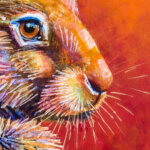 Rainbow Hare #2 by Ann Richmond - A soulful artwork of a patient Hare. Painted in the artist's unique style... Framing available.