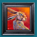 Rainbow Hare #2 by Ann Richmond - A soulful artwork of a patient Hare. Painted in the artist's unique style... Framing available.