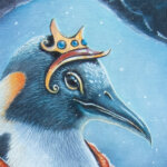 Incantations by Ann Richmond - An enigmatic artwork featuring a magical Emperor Penguin. Painted in the artist's unique style... Framing available.