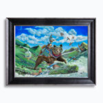 The Dreamcatchers by Ann Richmond - A beguiling artwork featuring an armoured Grizzly Bear & Hare as they catch Flying Fish. Painted in the artist's unique style... Framing available.