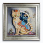 One Cool Cat... by Ann Richmond - A charming artwork featuring a ginger Cat beset by Harlequin mice. Painted in the artist's unique style... Framing available.