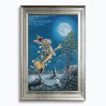 Moon Dancer by Ann Richmond - A beautiful artwork featuring an armoured Hare dancing at the moon. Painted in the artist's unique style... Framing available.