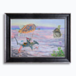 Life's a Breeze by Ann Richmond - An enigmatic artwork featuring an airborne Hammerhead Shark. Painted in the artist's unique style... Framing available.
