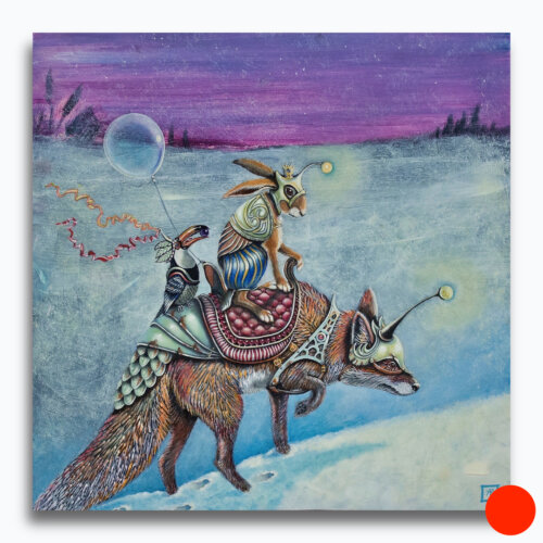 The Pilgrims, painted by renowned UK fantasy artist Ann Richmond, is a striking piece of fantasy art showcasing a Red Fox, Toucan & Hare as they walk through deep snow. Part of the Otherwurlde Collection—and created in collaboration with writer Gary Hyland—the piece transports viewers into a magical realm where armoured animals and evocative narratives come to life. Offered as affordable art with story, collectors can choose between the original artwork and an exclusive range of fine-art prints. Discover the enchantment at Otherwurlde.com.