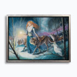 The Promise of Spring... by Ann Richmond - A Painting of a Dryad walking with a trio of wolves. Painted in the artist's unique style... Framing available.