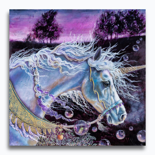 Innocence ReForged by Ann Richmond - A beautiful artwork featuring a graceful Unicorn. Painted in the artist's unique style... Framing available.