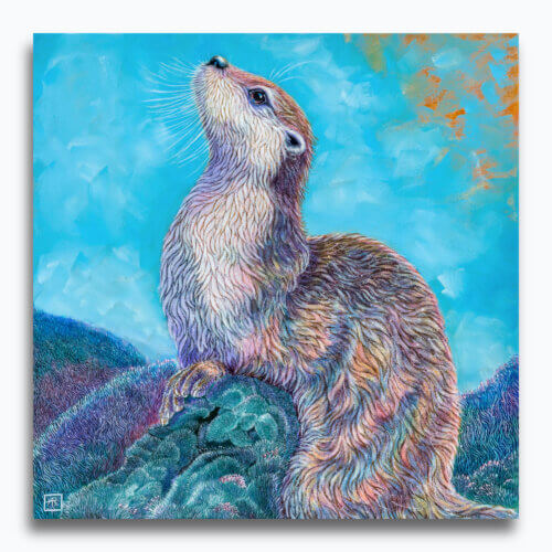 The Scent of Water by Ann Richmond - A stunning artwork featuring a River Otter. Painted in the artist's unique style... Framing available.