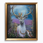 The Healer's Gift... by Ann Richmond - A Painting of a white Deer Stag and Shamanic Red Squirrel companion appearing in a wooded glade. Painted in the artist's unique style... Framing available.
