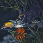 Leap of Faith, painted by renowned UK fantasy artist Ann Richmond, is an optimistic and supportive piece of fantasy art featuring a disparate band of animals taking a bold 'leap of faith' off a cliff. Part of the Otherwurlde Collection—and created in collaboration with writer Gary Hyland—the piece transports viewers into a magical realm where armoured animals and evocative narratives come to life. Offered as affordable art with story, collectors can choose between the original artwork and an exclusive range of fine-art prints. Discover the enchantment at Otherwurlde.com.