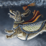 Leap of Faith, painted by renowned UK fantasy artist Ann Richmond, is an optimistic and supportive piece of fantasy art featuring a disparate band of animals taking a bold 'leap of faith' off a cliff. Part of the Otherwurlde Collection—and created in collaboration with writer Gary Hyland—the piece transports viewers into a magical realm where armoured animals and evocative narratives come to life. Offered as affordable art with story, collectors can choose between the original artwork and an exclusive range of fine-art prints. Discover the enchantment at Otherwurlde.com.