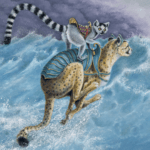 Windcheetah!, painted by renowned UK fantasy artist Ann Richmond, is an optimistic and supportive piece of fantasy art featuring a cheetah and a lemur sprinting over waves in pursuit of a mysterious red balloon. Part of the Otherwurlde Collection—and created in collaboration with writer Gary Hyland—the piece transports viewers into a magical realm where armoured animals and evocative narratives come to life. Offered as affordable art with story, collectors can choose between the original artwork and an exclusive range of fine-art prints. Discover the enchantment at Otherwurlde.com.