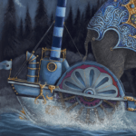 Infinite Dreams, painted by renowned UK fantasy artist Ann Richmond, is a mysterious and enigmatic piece of fantasy art featuring an African elephant aboard a whimsical little steamboat... Part of the Otherwurlde Collection—and created in collaboration with writer Gary Hyland—the piece transports viewers into a magical realm where armoured animals and evocative narratives come to life. Offered as affordable art with story, collectors can choose between the original artwork and an exclusive range of fine-art prints. Discover the enchantment at Otherwurlde.com.