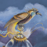 Infinite Dreams, painted by renowned UK fantasy artist Ann Richmond, is a mysterious and enigmatic piece of fantasy art featuring an African elephant aboard a whimsical little steamboat... Part of the Otherwurlde Collection—and created in collaboration with writer Gary Hyland—the piece transports viewers into a magical realm where armoured animals and evocative narratives come to life. Offered as affordable art with story, collectors can choose between the original artwork and an exclusive range of fine-art prints. Discover the enchantment at Otherwurlde.com.