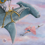 Life's a Breeze, painted by renowned UK fantasy artist Ann Richmond, is a stunning and enigmatic piece of fantasy art featuring an airborne hammerhead shark carrying a lemur to a new destination... Part of the Otherwurlde Collection—and created in collaboration with writer Gary Hyland—the piece transports viewers into a magical realm where armoured animals and evocative narratives come to life. Offered as affordable art with story, collectors can choose between the original artwork and an exclusive range of fine-art prints. Discover the enchantment at Otherwurlde.com.