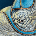 For Every Lock... painted by renowned UK fantasy artist Ann Richmond, is an enigmatic and beautiful piece of fantasy art featuring a Javan Rhino accompanied by other animals native to Java. Part of the Otherwurlde Collection—and created in collaboration with writer Gary Hyland—the piece transports viewers into a magical realm where armoured animals and evocative narratives come to life. Offered as affordable art with story, collectors can choose between the original artwork and an exclusive range of fine-art prints. Discover the enchantment at Otherwurlde.com.