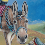 Golden Delicious, painted by renowned UK fantasy artist Ann Richmond, is a mysterious and endearing piece of fantasy art featuring a wisdom-seeking donkey in the company of a pack of painted wolves (wild dogs). Part of the Otherwurlde Collection—and created in collaboration with writer Gary Hyland—the piece transports viewers into a magical realm where armoured animals and evocative narratives come to life. Offered as affordable art with story, collectors can choose between the original artwork and an exclusive range of fine-art prints. Discover the enchantment at Otherwurlde.com.