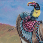 Golden Delicious, painted by renowned UK fantasy artist Ann Richmond, is a mysterious and endearing piece of fantasy art featuring a wisdom-seeking donkey in the company of a pack of painted wolves (wild dogs). Part of the Otherwurlde Collection—and created in collaboration with writer Gary Hyland—the piece transports viewers into a magical realm where armoured animals and evocative narratives come to life. Offered as affordable art with story, collectors can choose between the original artwork and an exclusive range of fine-art prints. Discover the enchantment at Otherwurlde.com.