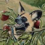 Golden Delicious, painted by renowned UK fantasy artist Ann Richmond, is a mysterious and endearing piece of fantasy art featuring a wisdom-seeking donkey in the company of a pack of painted wolves (wild dogs). Part of the Otherwurlde Collection—and created in collaboration with writer Gary Hyland—the piece transports viewers into a magical realm where armoured animals and evocative narratives come to life. Offered as affordable art with story, collectors can choose between the original artwork and an exclusive range of fine-art prints. Discover the enchantment at Otherwurlde.com.