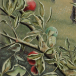 Golden Delicious, painted by renowned UK fantasy artist Ann Richmond, is a mysterious and endearing piece of fantasy art featuring a wisdom-seeking donkey in the company of a pack of painted wolves (wild dogs). Part of the Otherwurlde Collection—and created in collaboration with writer Gary Hyland—the piece transports viewers into a magical realm where armoured animals and evocative narratives come to life. Offered as affordable art with story, collectors can choose between the original artwork and an exclusive range of fine-art prints. Discover the enchantment at Otherwurlde.com.