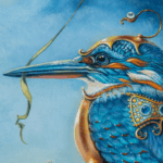 A Bigger Fish, painted by renowned UK fantasy artist Ann Richmond, is a whimsical and inspirational piece of fantasy art featuring a kingfisher and his pet stickleback as they contemplate the arrival of a humble blue-tit with its enormous carp! Part of the Otherwurlde Collection—and created in collaboration with writer Gary Hyland—the piece transports viewers into a magical realm where armoured animals and evocative narratives come to life. Offered as affordable art with story, collectors can choose between the original artwork and an exclusive range of fine-art prints. Discover the enchantment at Otherwurlde.com.