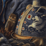 Dinner For One?, painted by renowned UK fantasy artist Ann Richmond, is a stunning and captivating piece of fantasy art featuring a greedy giant panda and his red panda companion who's eyeing dinner! Part of the Otherwurlde Collection—and created in collaboration with writer Gary Hyland—the piece transports viewers into a magical realm where armoured animals and evocative narratives come to life. Offered as affordable art with story, collectors can choose between the original artwork and an exclusive range of fine-art prints. Discover the enchantment at Otherwurlde.com.