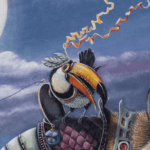 Pilgrim’s Rest, painted by renowned UK fantasy artist Ann Richmond, is an evocative and dreamlike piece of fantasy art featuring a trio of unlikely pilgrims—a red fox, a hare, and a toucan—as they make camp after a day's walking. Part of the Otherwurlde Collection—and created in collaboration with writer Gary Hyland—the piece transports viewers into a magical realm where armoured animals and evocative narratives come to life. Offered as affordable art with story, collectors can choose between the original artwork and an exclusive range of fine-art prints. Discover the enchantment at Otherwurlde.com.